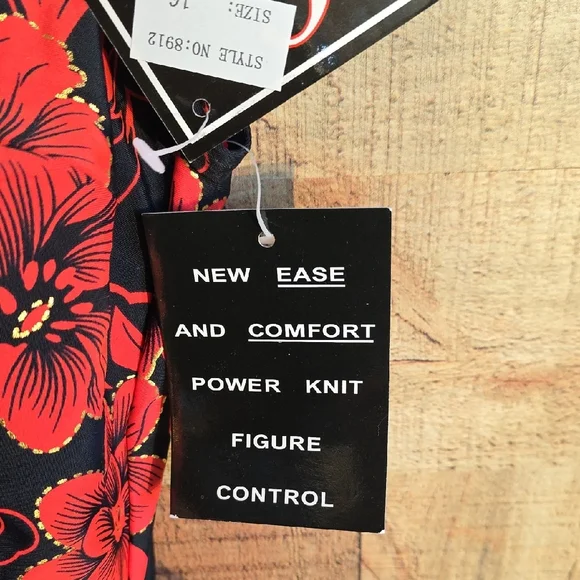 Shore Shapes Size 16 Floral Black/Red/Gold Tankini Swimsuit Top - Picture 4 of 10